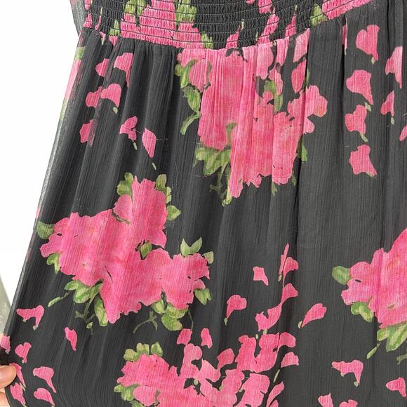 RIXO | Yas Shirred Midi Dress Blossom Pink Floral Chiffon 4XL 18 Plus Size - Picture 13 of 16